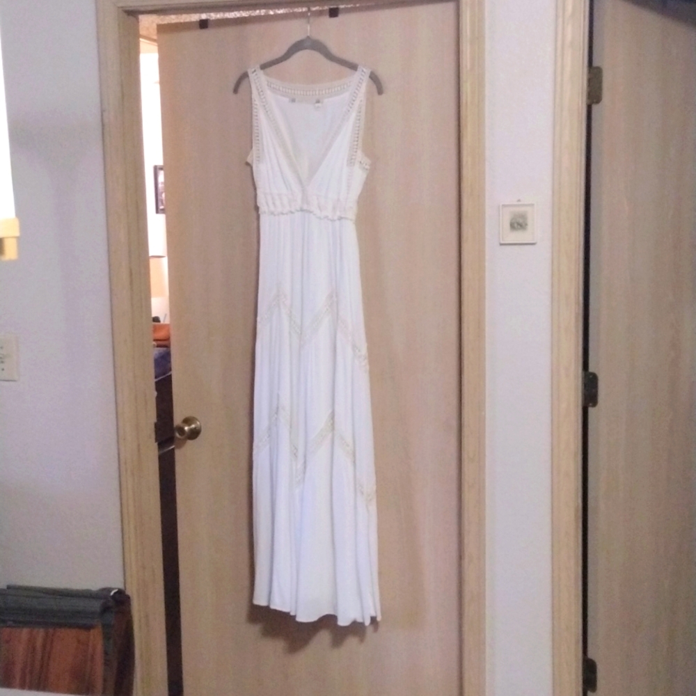 Chelsea and Violet, ivory colored maxi dress. Size L fits like SMALL